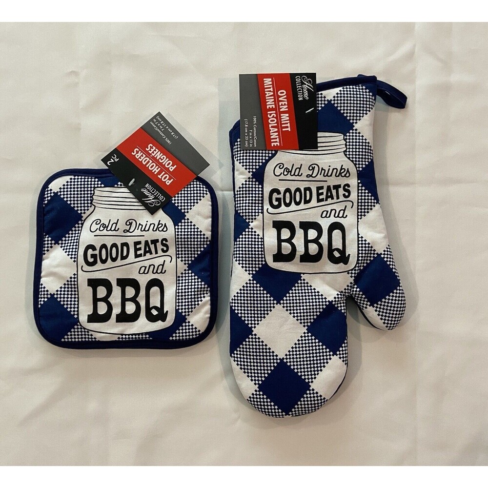 3 PC Set. 1 Kitchen Oven Mitt & 2 Pot Holders